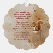 Christian Memorial Keepsake Cute Red Squirrel オーナメントカード (裏面)