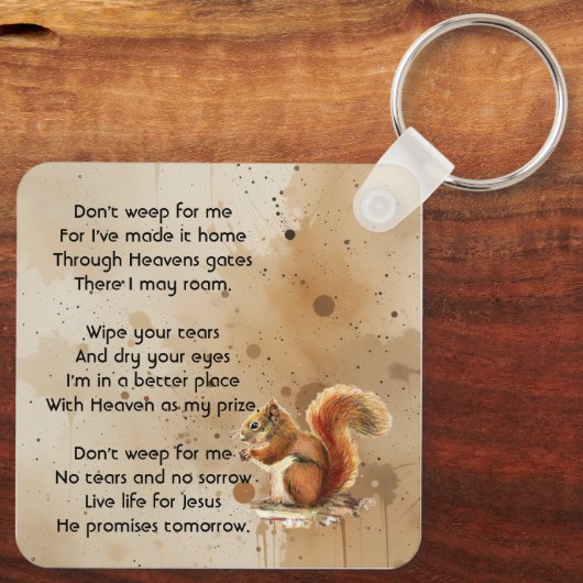 Christian Memorial Keepsake Cute Red Squirrel キーホルダー (裏面)
