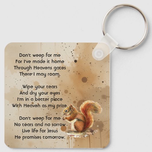 Christian Memorial Keepsake Cute Red Squirrel キーホルダー (裏面)