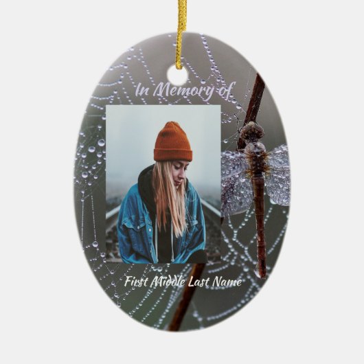 Christian Memorial Keepsake Dragonfly Dewdrops セラミックオーナメント (正面)