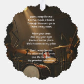 Christian Memorial Keepsake Drummer Drums Band  オーナメントカード (裏面)