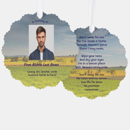 Christian Memorial Keepsake Farm Crop Prairie オーナメントカード (正面/裏面)