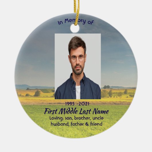 Christian Memorial Keepsake Farm Crop Prairie セラミックオーナメント (正面)