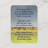 Christian Memorial Keepsake Farm Crop Prairie 名刺 (裏面)