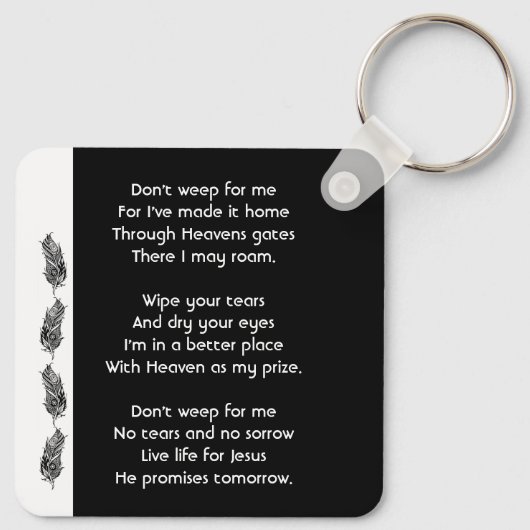 Christian Memorial Keepsake Feather Tribal Boho  キーホルダー (裏面)