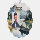 Christian Memorial Keepsake Fishing Lake in Boat オーナメントカード (左)