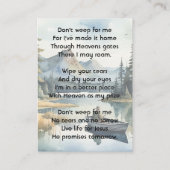 Christian Memorial Keepsake Fishing Lake in Boat コーリングカード (裏面)