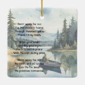 Christian Memorial Keepsake Fishing Lake in Boat セラミックオーナメント (裏面)