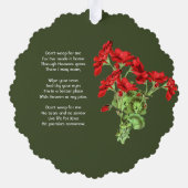 Christian Memorial Keepsake Geranium Flower オーナメントカード (裏面)
