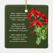 Christian Memorial Keepsake Geranium Flower セラミックオーナメント (裏面)