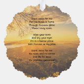 Christian Memorial Keepsake Golden Sunrise  オーナメントカード (裏面)