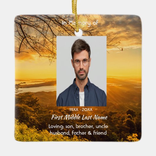 Christian Memorial Keepsake Golden Sunrise  セラミックオーナメント (正面)