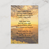 Christian Memorial Keepsake Golden Sunrise  名刺 (裏面)