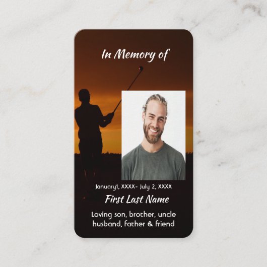 Christian Memorial Keepsake Golfer Golfing Golf 名刺 (正面)