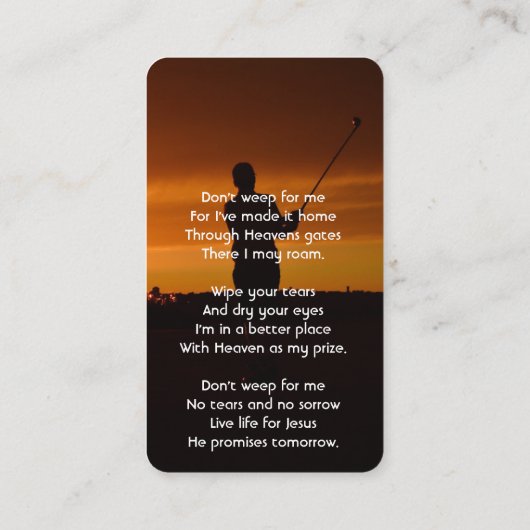 Christian Memorial Keepsake Golfer Golfing Golf 名刺 (裏面)