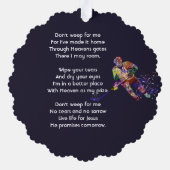 Christian Memorial Keepsake Hockey Player Sport オーナメントカード (裏面)