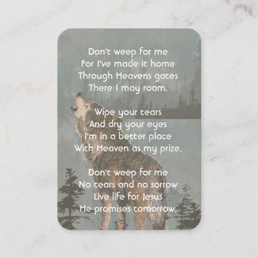 Christian Memorial Keepsake  Howling Wolf 名刺 (正面)