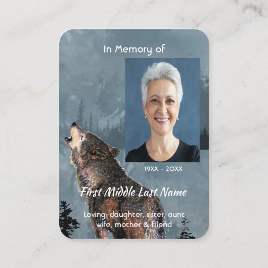 Christian Memorial Keepsake  Howling Wolf 名刺 (裏面)