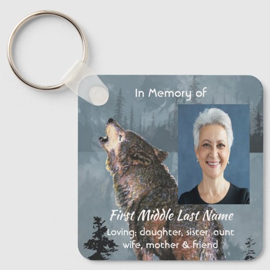 Christian Memorial Keepsake Howling Wolf Art キーホルダー (正面)