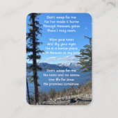 Christian Memorial Keepsake Lake  Forest Trees 名刺 (裏面)