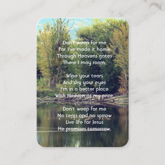 Christian Memorial Keepsake Lake Pond Park Ducks  名刺 (正面)