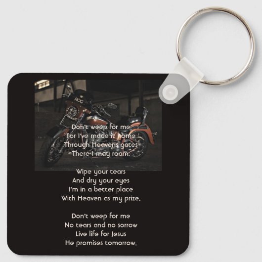 Christian Memorial Keepsake Motorcycle Biker キーホルダー (裏面)