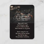 Christian Memorial Keepsake Motorcycle Biker 名刺 (裏面)