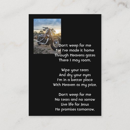 Christian Memorial Keepsake Motorcycle Chopper 名刺 (裏面)