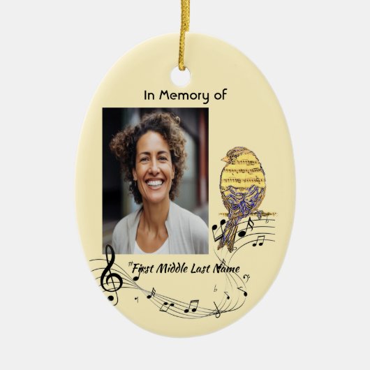 Christian Memorial Keepsake Music Bird セラミックオーナメント (正面)