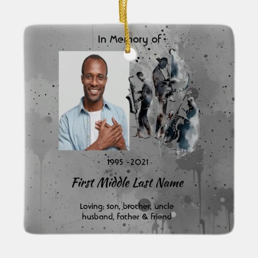 Christian Memorial Keepsake Music Jazz Band セラミックオーナメント (正面)