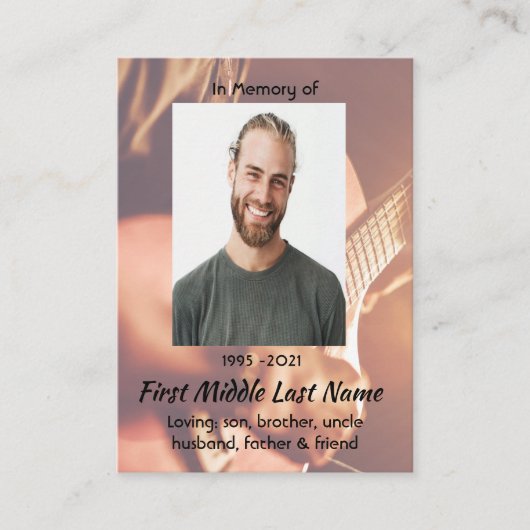 Christian Memorial Keepsake Musician Piano Guitar  名刺 (正面)