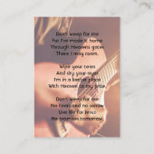 Christian Memorial Keepsake Musician Piano Guitar 名刺 (裏面)