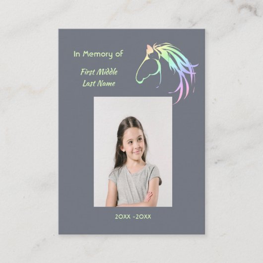 Christian Memorial Keepsake Pastel Horse Art 名刺 (正面)