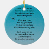 Christian Memorial Keepsake Pilot Airplane Flying セラミックオーナメント (裏面)