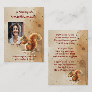 Christian Memorial keepsake Red Squirrel 名刺