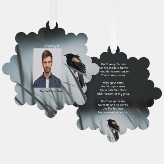 Christian Memorial Keepsake  Red-wing Blackbird オーナメントカード (正面/裏面)