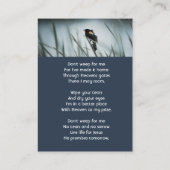 Christian Memorial Keepsake  Red-wing Blackbird 名刺 (裏面)