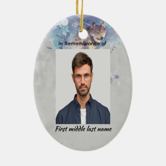 Christian Memorial Keepsake Remembrance Wolf セラミックオーナメント (裏面)