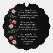 Christian Memorial Keepsake  Roses Garden Flowers オーナメントカード (裏面)