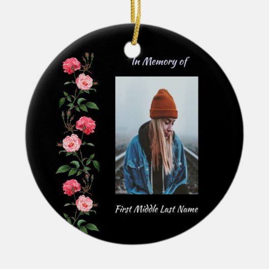 Christian Memorial Keepsake Roses Garden Flowers セラミックオーナメント (正面)
