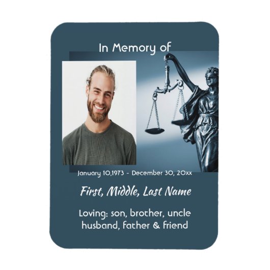 Christian Memorial Keepsake Scales Justice Law マグネット (縦)