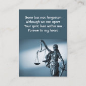 Christian Memorial Keepsake Scales Justice Law 名刺 (裏面)