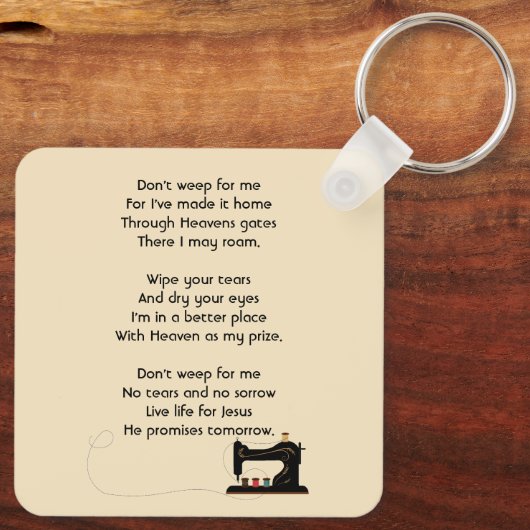 Christian Memorial Keepsake Seamstress  キーホルダー (裏面)