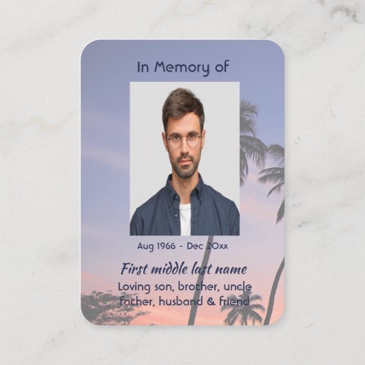 Christian Memorial Keepsake Tropical Beach 名刺 (裏面)