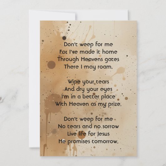 Christian Memorial Keepsake Wolf Wolves Animal 招待状 (裏面)