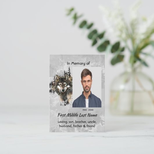 Christian Memorial Keepsake Wolf Wolves Animal art 名刺 (スタンド正面)