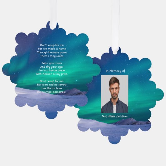 Christian Memorial Northern Lights Aurora Borealis オーナメントカード (正面/裏面)