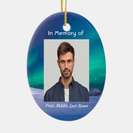 Christian Memorial Northern Lights Aurora Borealis セラミックオーナメント (裏面)