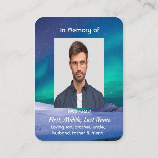 Christian Memorial Northern Lights Aurora Borealis 名刺 (裏面)