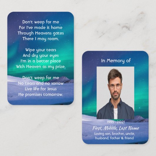 Christian Memorial Northern Lights Aurora Borealis 名刺 (正面/裏面)